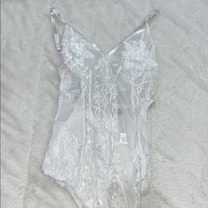 White laced body suit